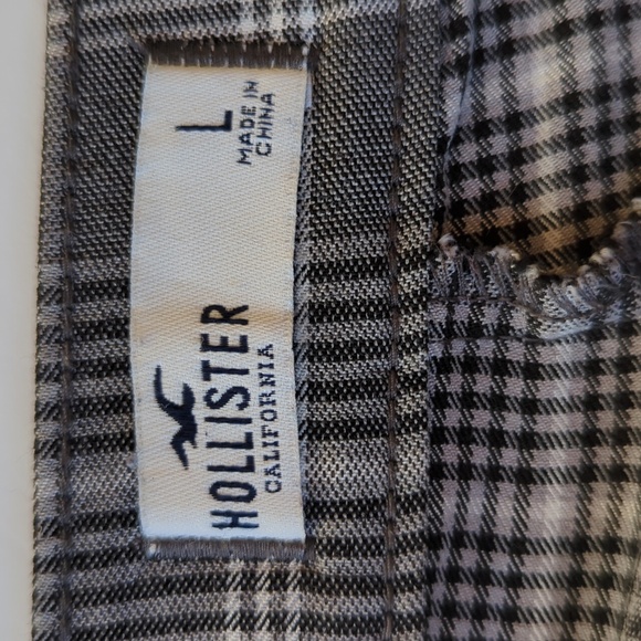 Hollister Plaid Ultra High Rise Viscose Blend Pants LARGE Black Gray White - Picture 3 of 16
